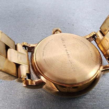 Marc By Marc Jacobs Watch Women 28mm White Dial Rose Gold Tone Round New Battery