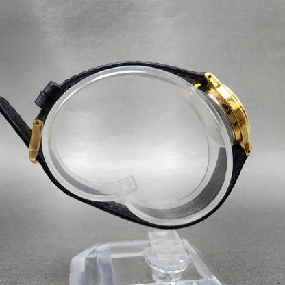 Ricoh Watch Women 25mm Champagne Gold Tone Round Leather Band New Battery9