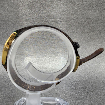 VTG Seiko Watch Women 16mm Gold Dial Gold Tone Oval 2C20-6399 New Battery