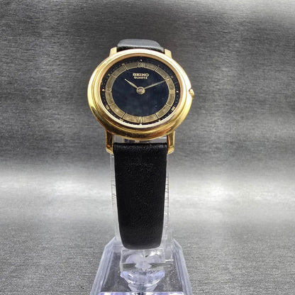 Seiko Watch Women 27mm Black Dial Gold Tone Round 4N00-F039 New Battery Vintage5
