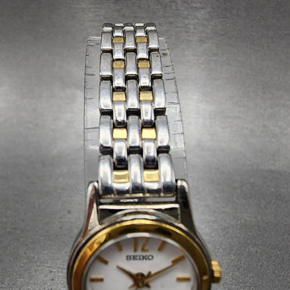 Seiko Watch Women 19mm White Dial Two Tone Round 1n01-0gd0 New Battery