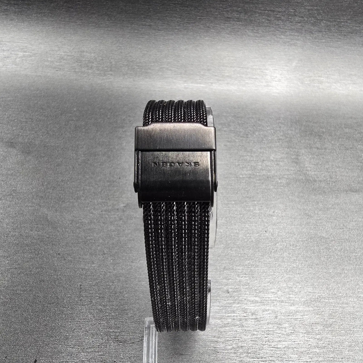 Skagen Watch Women 26mm Gray Dial Black Date Round 355SMM New Battery Mesh Band7