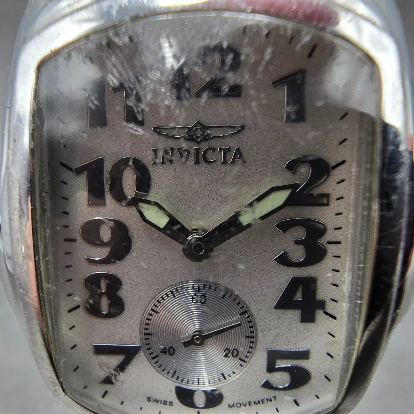 Invicta Lupah Watch 29mm Silver Dial Silver Tone Rectangle 2853 New Battery1