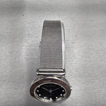 Skagen Watch Women 25mm Black Dial Silver Tone Round 107SSSBD New Battery4