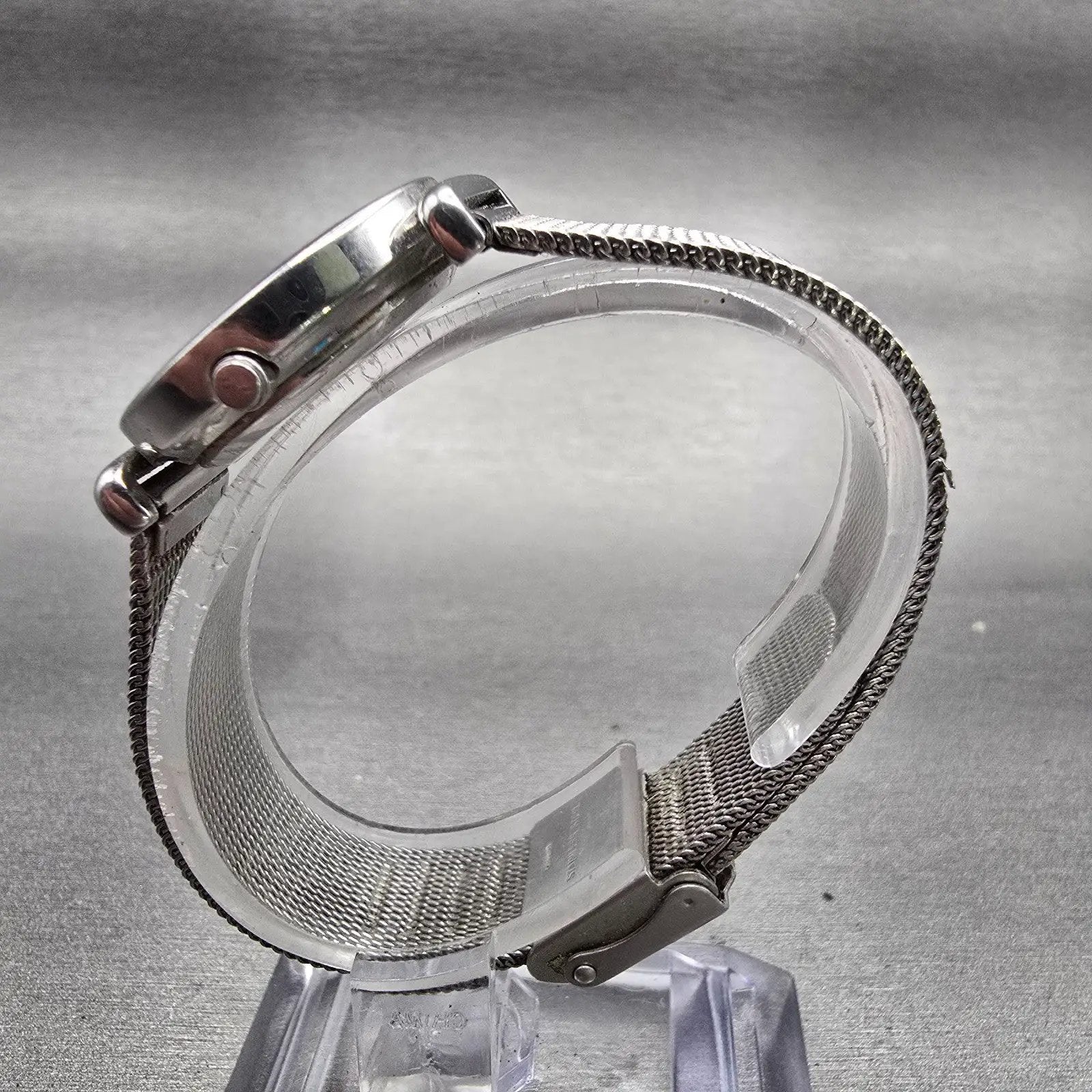 Skagen Denmark Steel Watch Women 25mm Black Dial Silver Tone 107SSSBD New Batt6