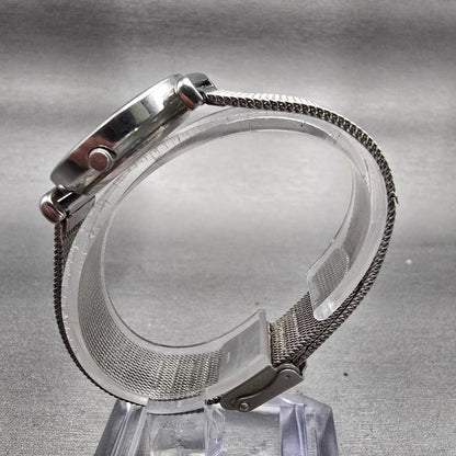 Skagen Denmark Steel Watch Women 25mm Black Dial Silver Tone 107SSSBD New Batt6