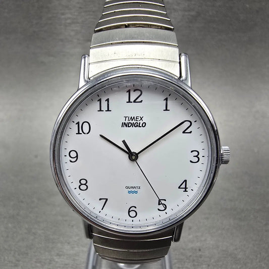 Timex Easy Reader Watch Men 35mm White Dial Silver Tone Round New Battery0