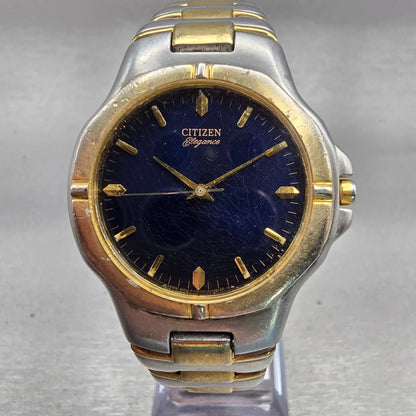 Citizen Elegance Watch Men 35mm Blue Dial Two Tone Round 1032-S55513 New Battery0