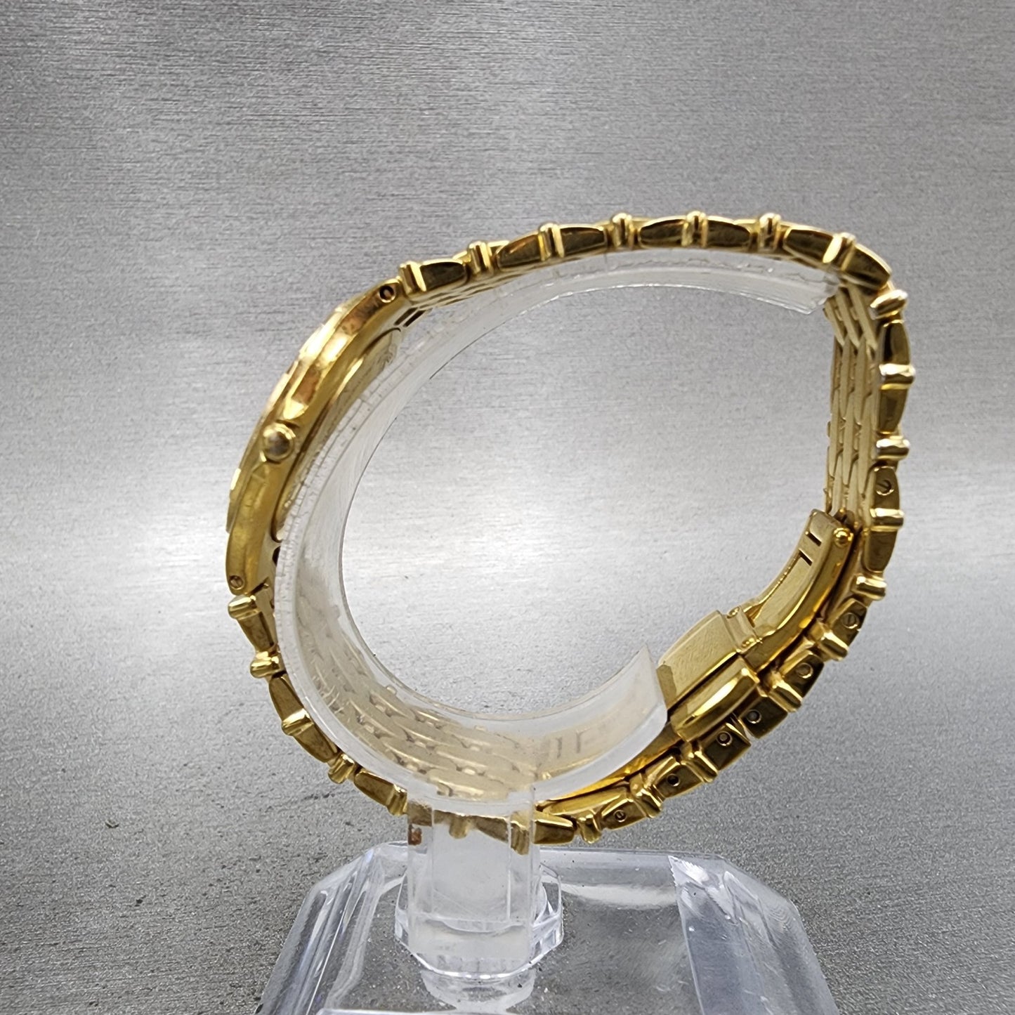 Wittnauer Watch Women 25mm MOP Dial Gold Tone Diamond Bezel Round New Battery6