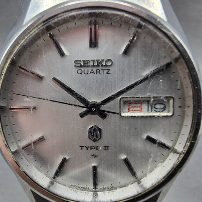 Seiko Type II Watch Men 36mm Silver Dial Silver Tone Daydate 4623-8000 New Batt1