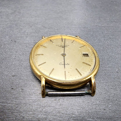 Longines Watch Men 33mm Gold Dial Gold Tone Date Round 970 6399 PARTS3