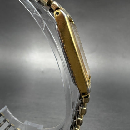 Seiko Tank Watch Women 13mm White Dial Gold Tone Rectangle 2e20-6129 New Batt H53