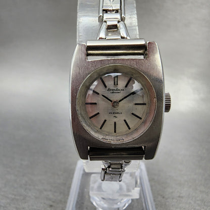 Seiko Solar Special Watch Women 20mm Silver Dial Silver Tone Rectangle READ!!!!0