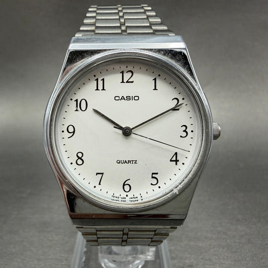 Casio MQ-336 Watch Men 33mm White Dial Silver Tone Round New Battery Vintage HJK0