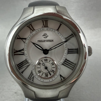 Philip Stein Watch Women 35mm MOP Dial Silver Tone Small Seconds New Battery1