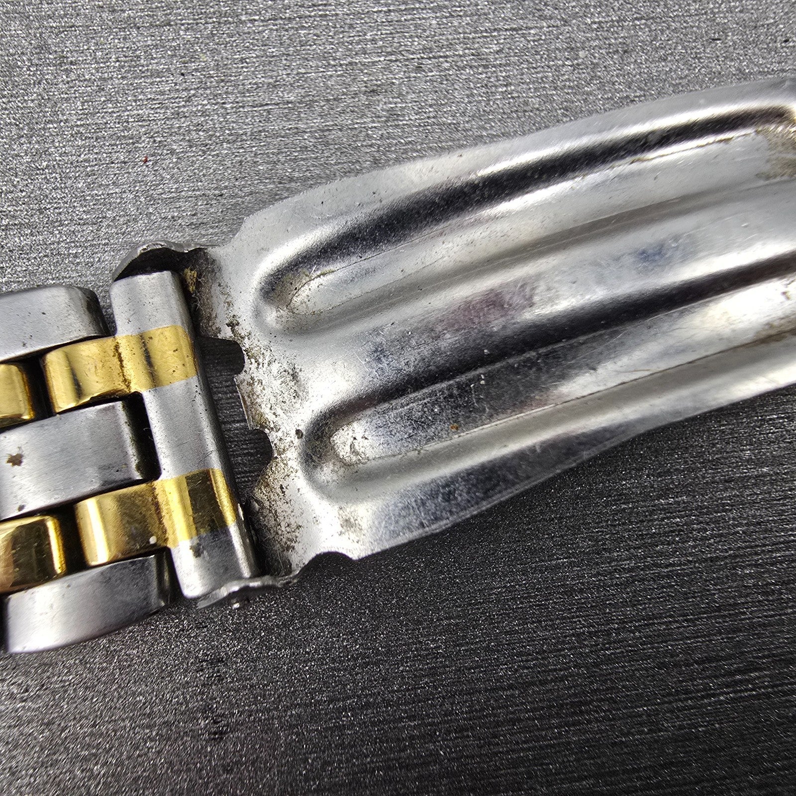 Citizen Bracelet 18mm Stainless Steel Two Tone Tri Folding Clasp VTG READ!!!!!!!8