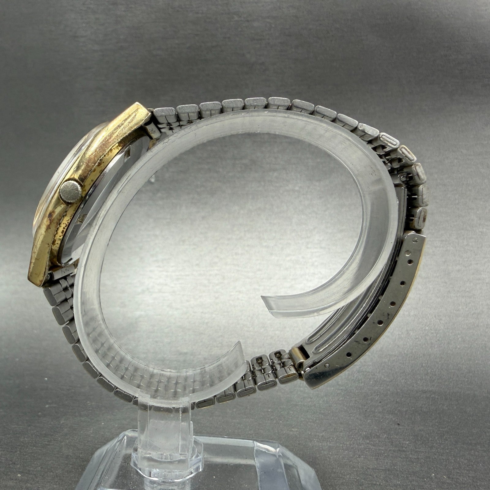 Seiko SQ Watch Men 35mm Gold Dial Gold Tone Daydate Round 7123-8570 New Battery6