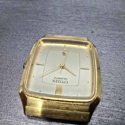 Citizen CQ Tank Watch Men 27mm Champagne Dial Gold Octagon 4031-893514 PARTS5