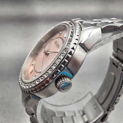 Bulova Watch Women 30mm MOP Dial Silver Tone Gemmed Round 96L218 New Battery2