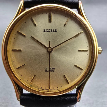 Citizen Exceed Watch Men 32mm Champagne Dial Gold Tone Round 5639-F60854 New Bat1