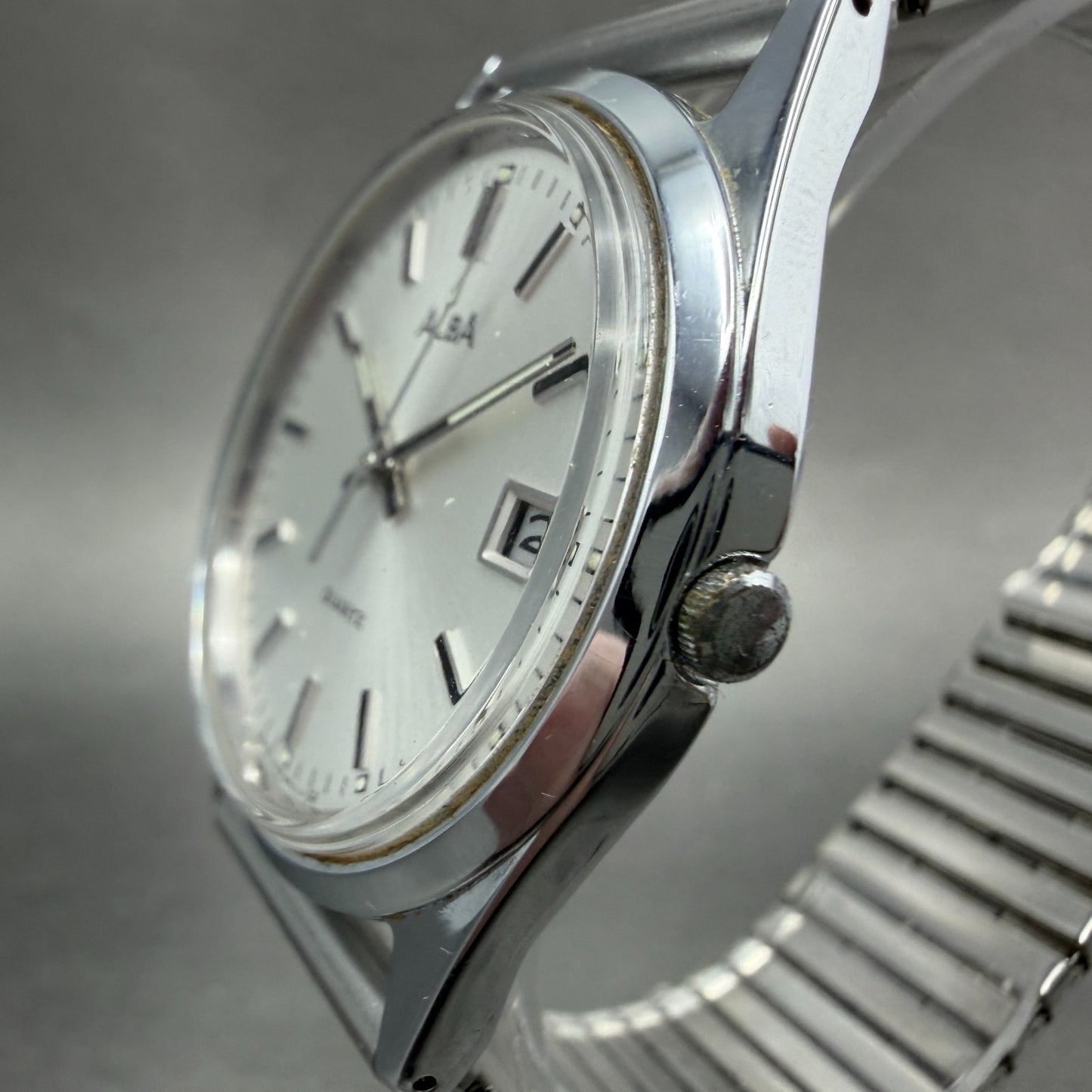 Seiko Alba Watch Men 36mm Silver Dial Silver Tone Date Y142-8160 New Battery VTG2