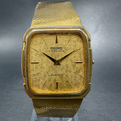 Seiko Tank Lassale Watch Men 27mm Champagne Dial Gold Tone 6730-5059 PARTS VTG0