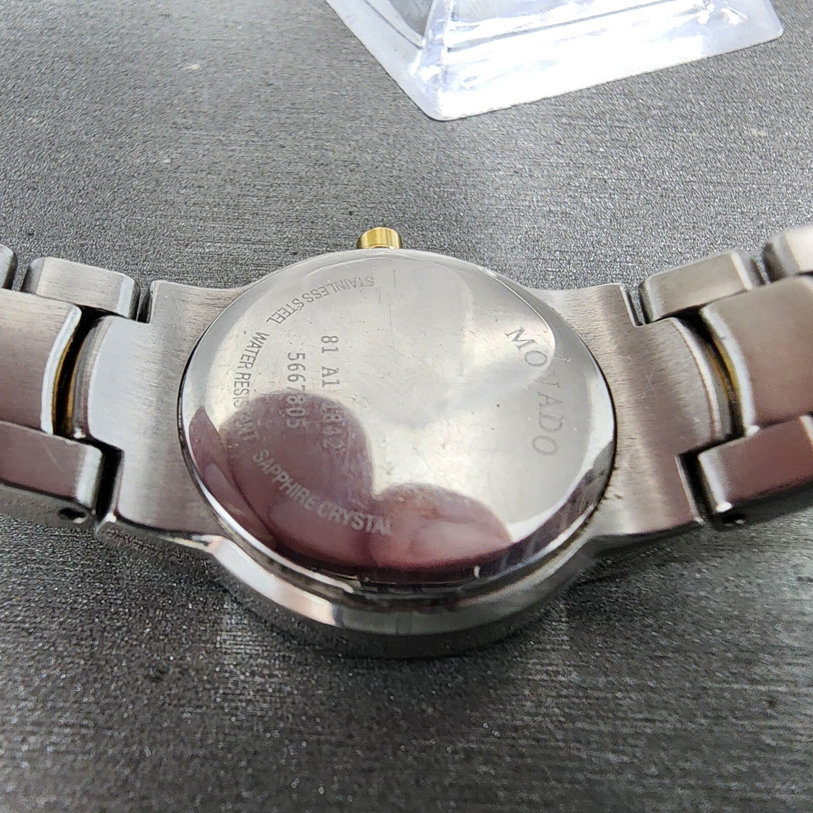Movado Amorosa Watch Women 25mm Black Dial Two Tone Round 81.A1.1842 New Battery9