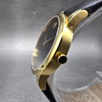 Movado Museum Watch Women 28mm Black Dial Gold Tone 07.3.36.1263 New Battery2