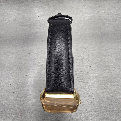 Seiko Tank Watch Men 28mm Gold Dial Gold Tone Date Rectangle 6532-5079 New Batt4