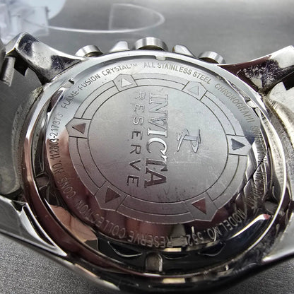Invicta Reserve Chronograph Watch Men 52mm Silver Dial Steel Date 5525 New Batt8
