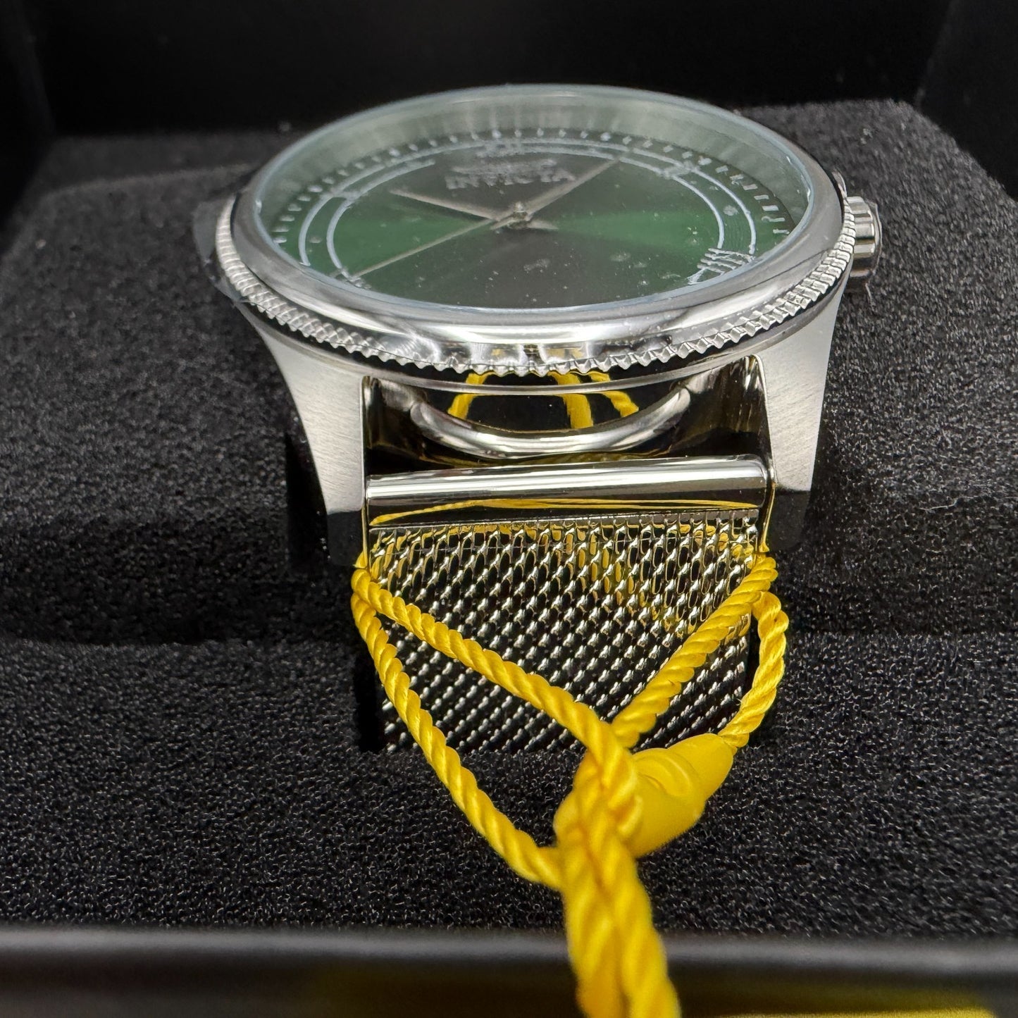 Invicta Celestial Watch Men 43mm Green Dial Silver Round Mesh Band 484822