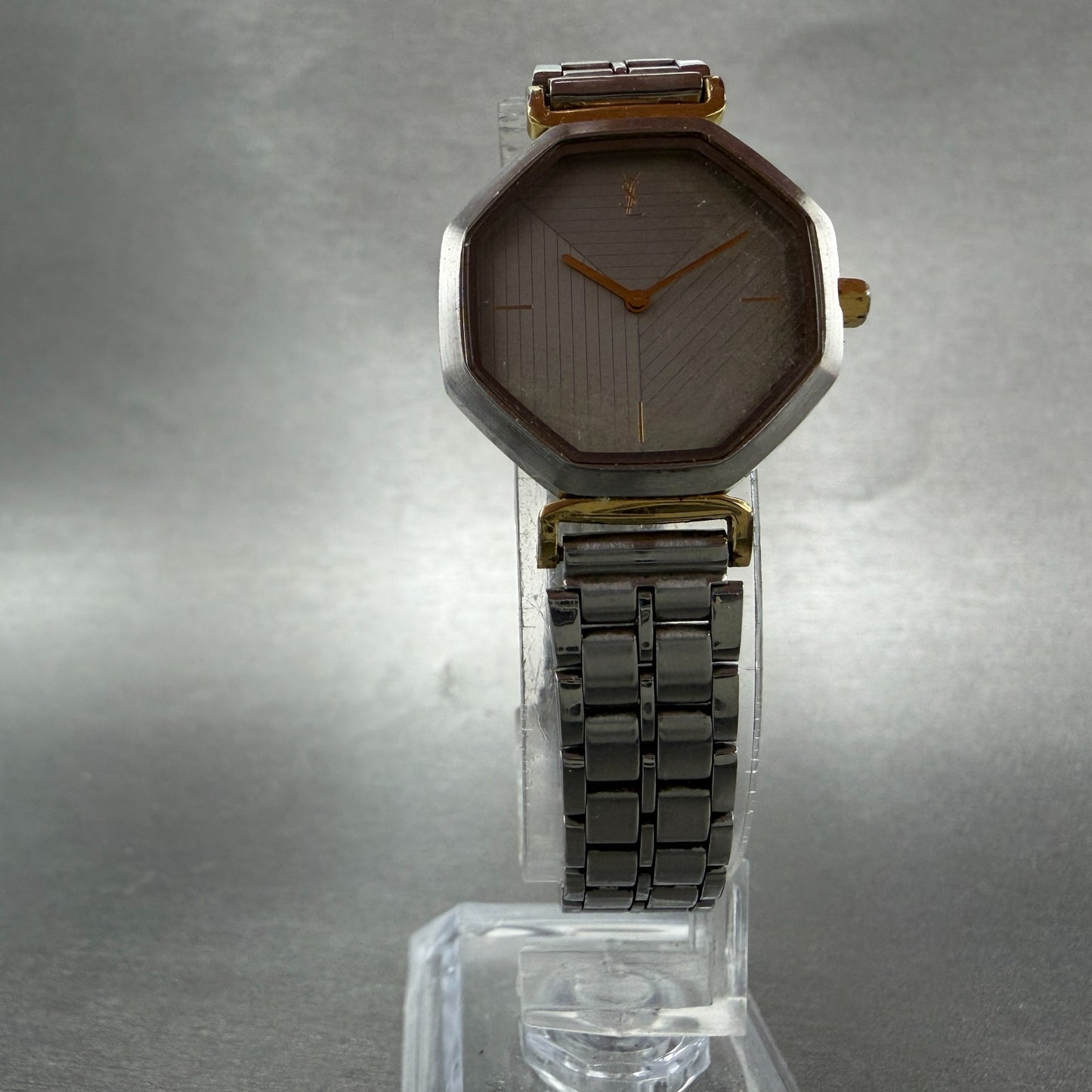 Yves Saint Laurent Watch Women 24mm Silver Dial Two Tone 2200-222377 New Battery6