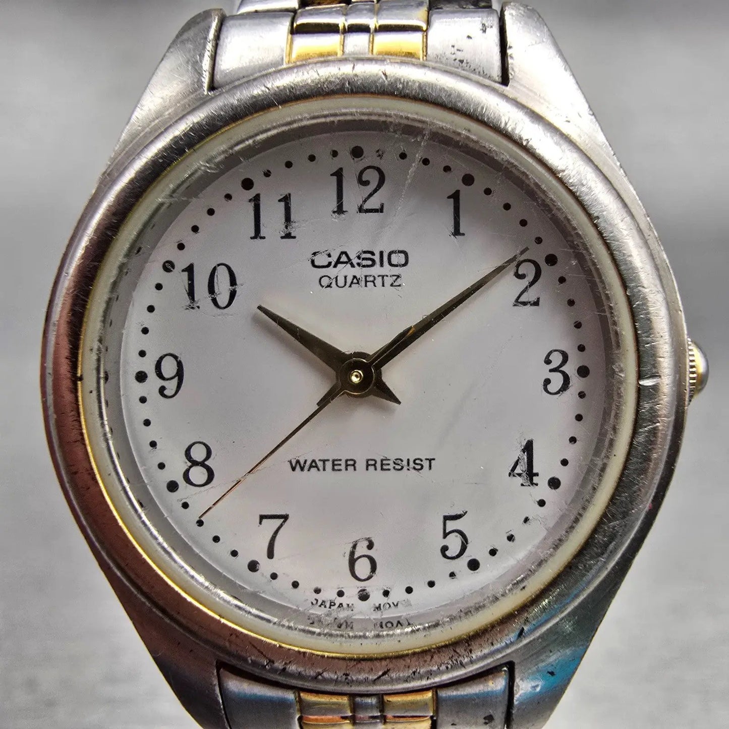 Casio Watch Women 27mm White Dial Two Tone Round LTP-1129 New Battery1