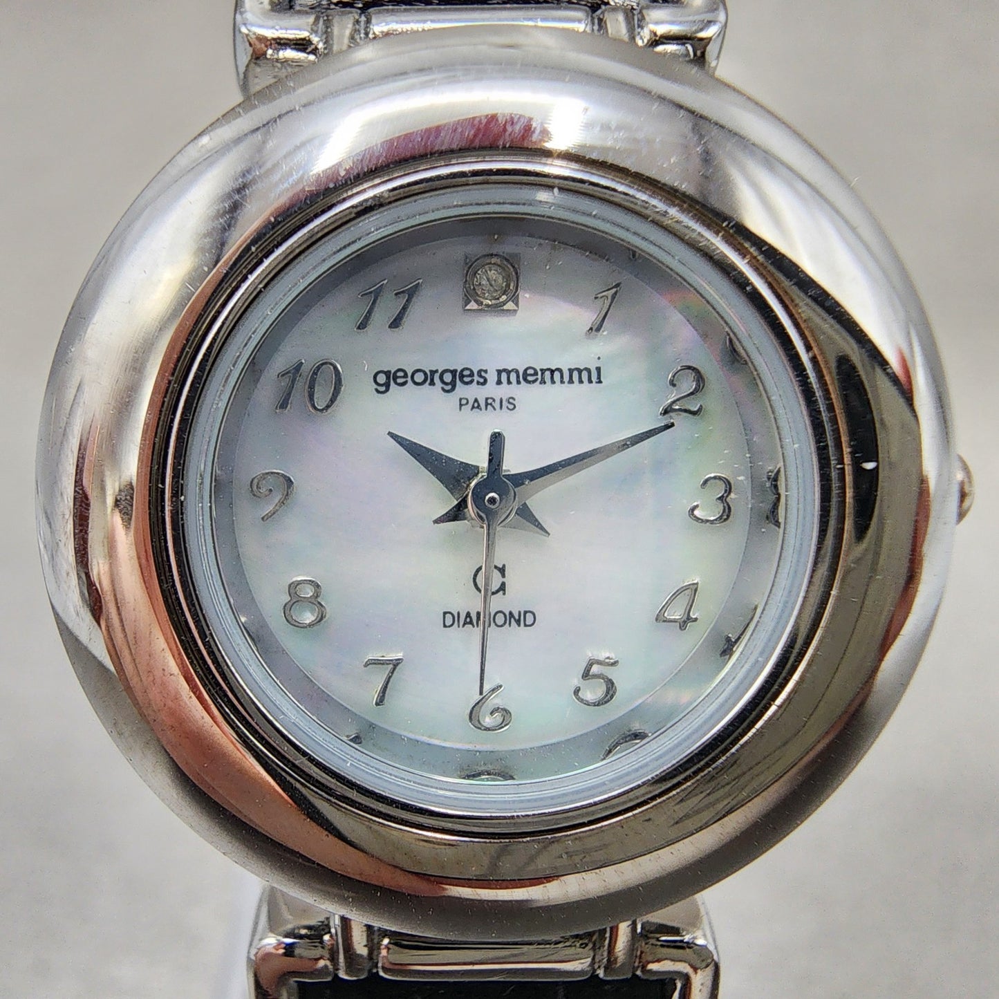 Georges Memmi Watch Women MOP Dial Silver Tone Round Swap Bezel New Battery3