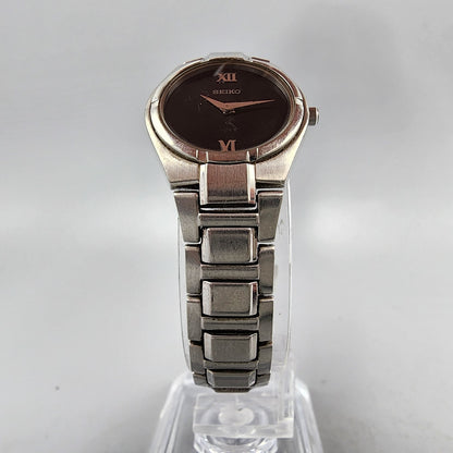 Seiko Watch Women 22mm Black Dial Silver Tone Round 1N00-0LS0 New Battery