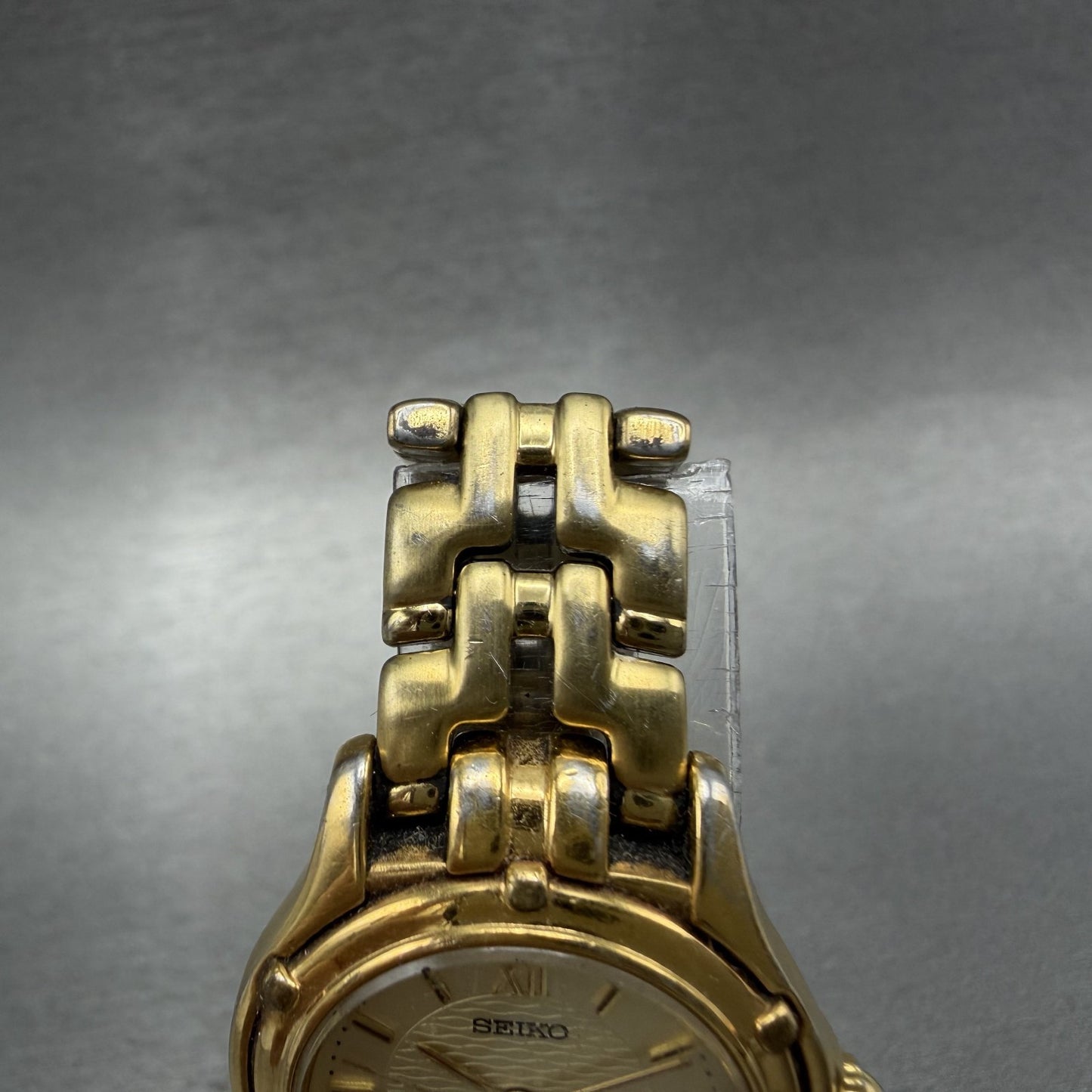 Seiko Watch Women 26mm Champagne Dial Gold Tone Date Round 7n820599 New Batt AB3