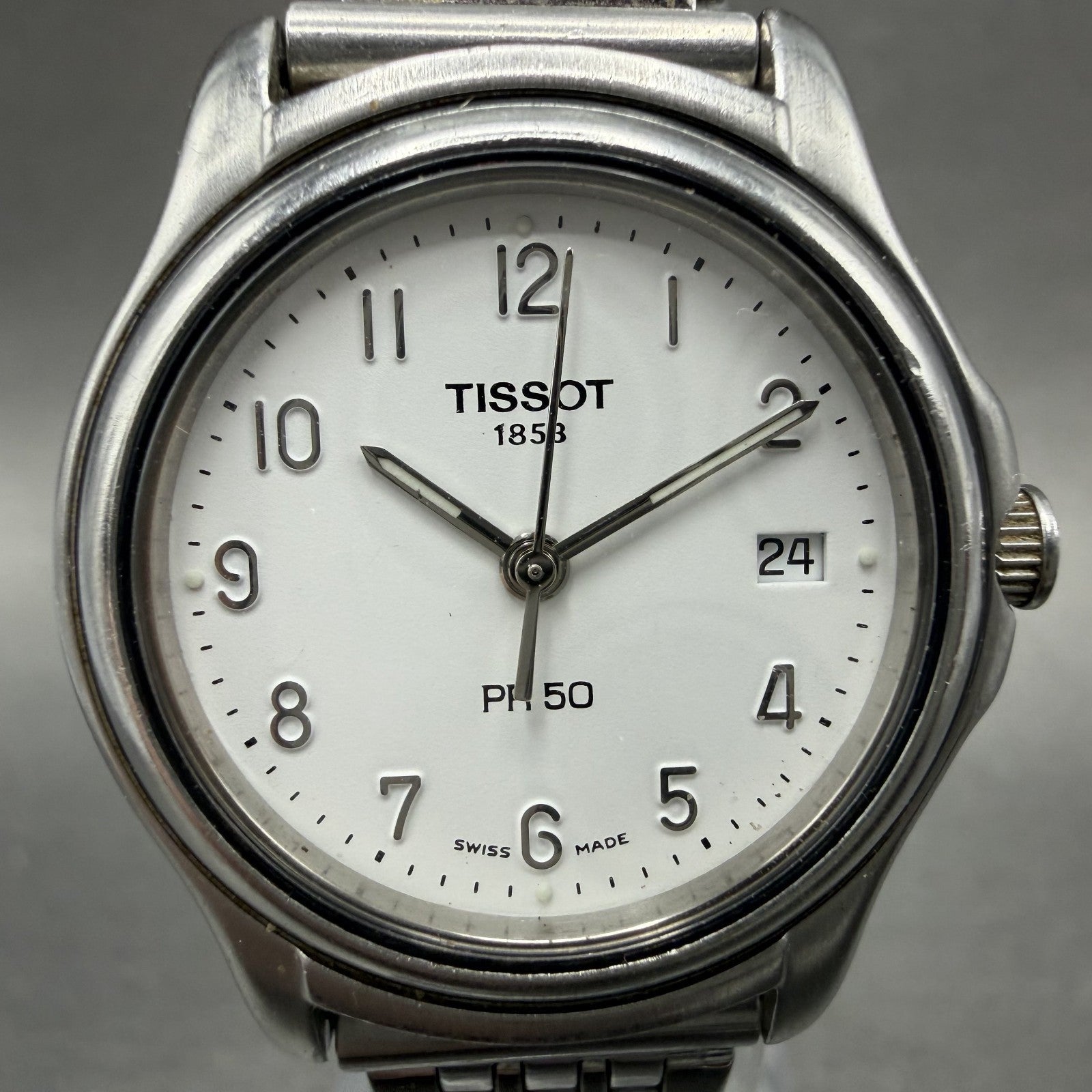 Tissot PR 50 Watch Women 28mm White Dial Silver Tone Date J136/236k New Battery1