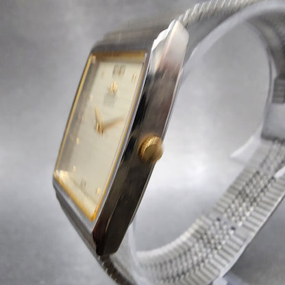 Seiko Tank Watch Men 23mm Champagne Dial Silver Tone 8y215050 New Battery2