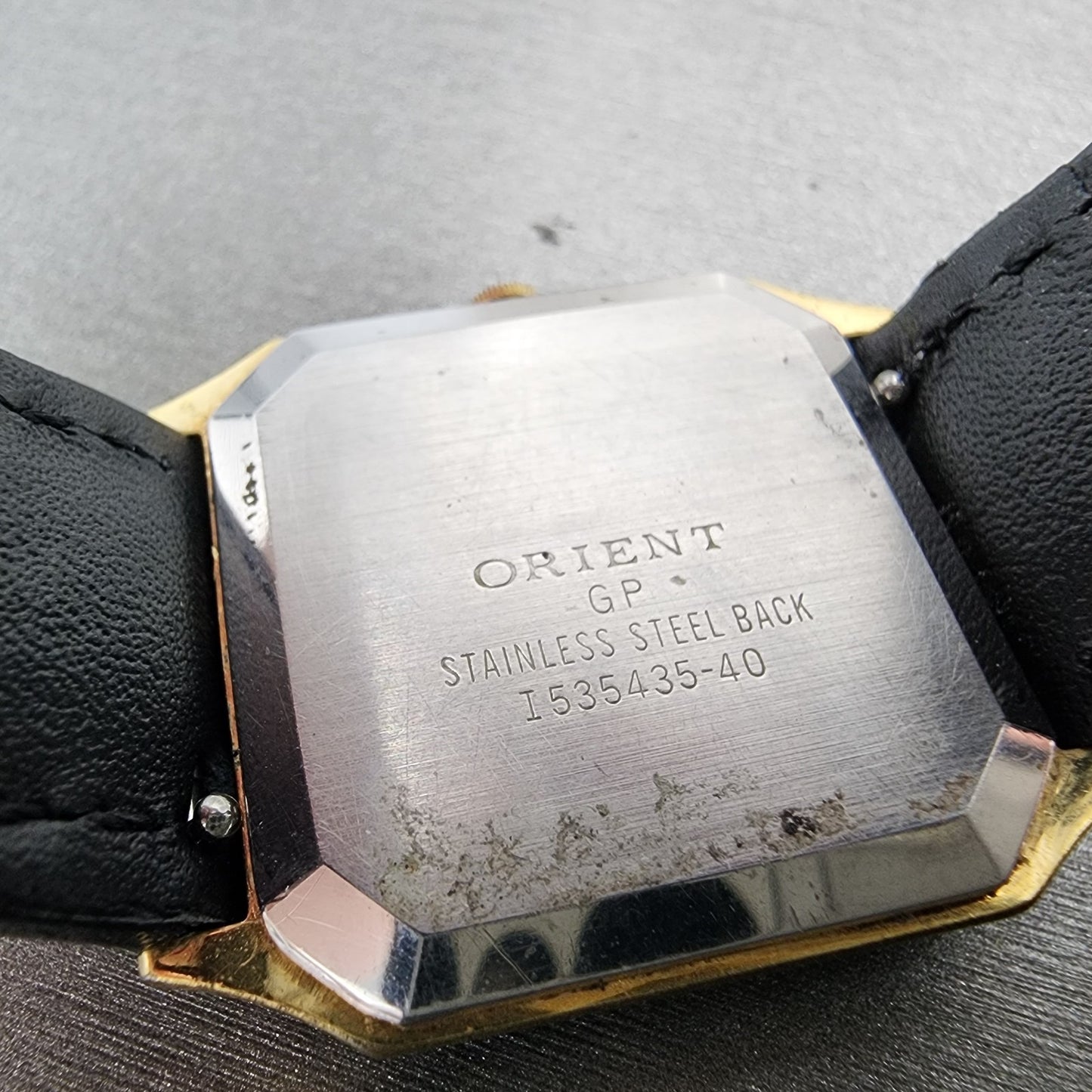 Orient Tank Watch Men 27mm Black Dial Black & Gold Tone I53543540 New Battery10