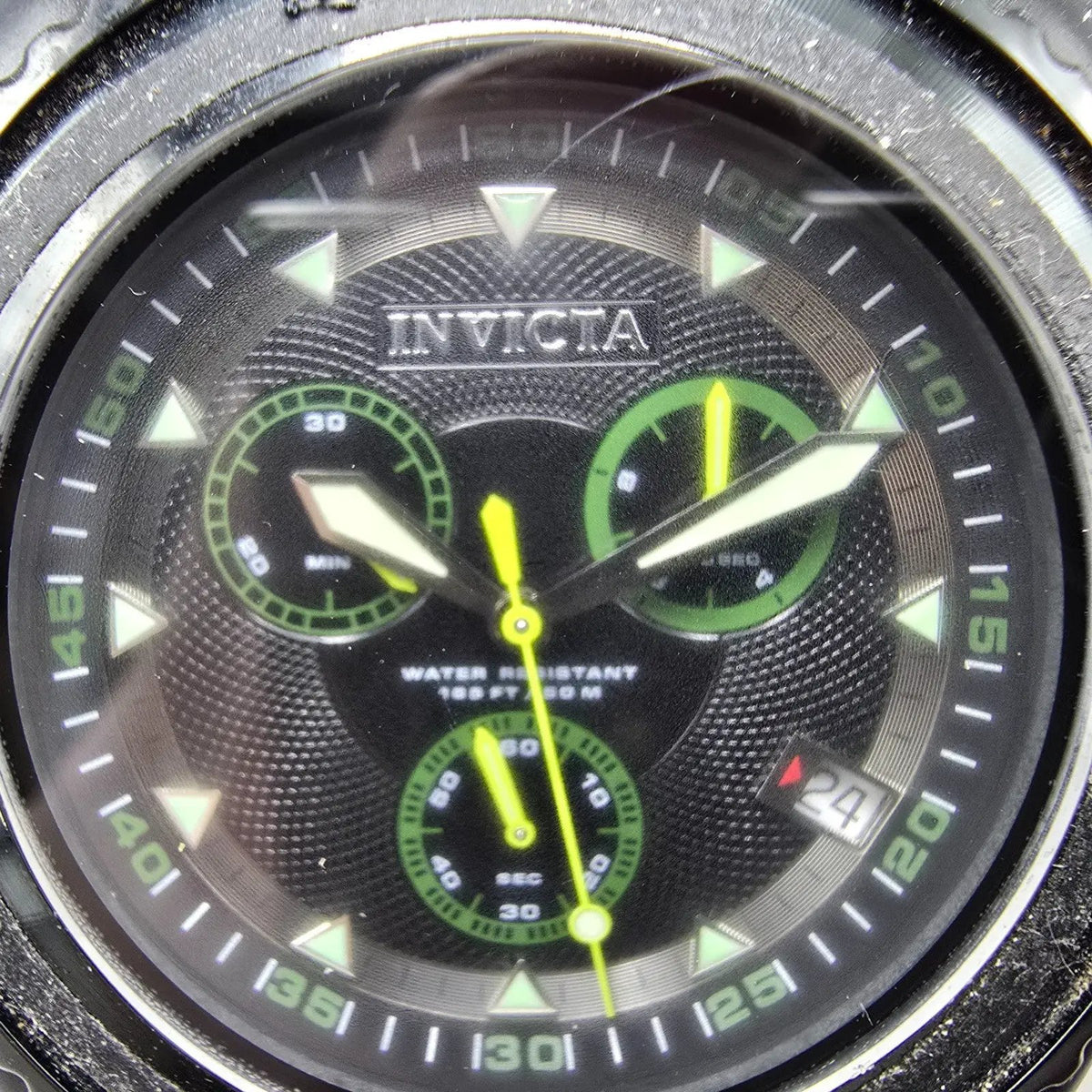 Invicta Yellow Adrenaline Chronograph Watch Men 49mm Black Dial Black Tone Runs1
