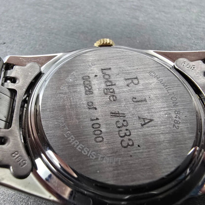 Hamilton Masterpiece Freemason Watch Men Silver Dial Two Tone Date Round New Bat9