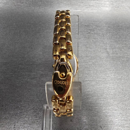 Seiko Watch Women 17mm MOP Dial Gold Diamond Bezel Oval 1N00-6E79 New Battery JP7