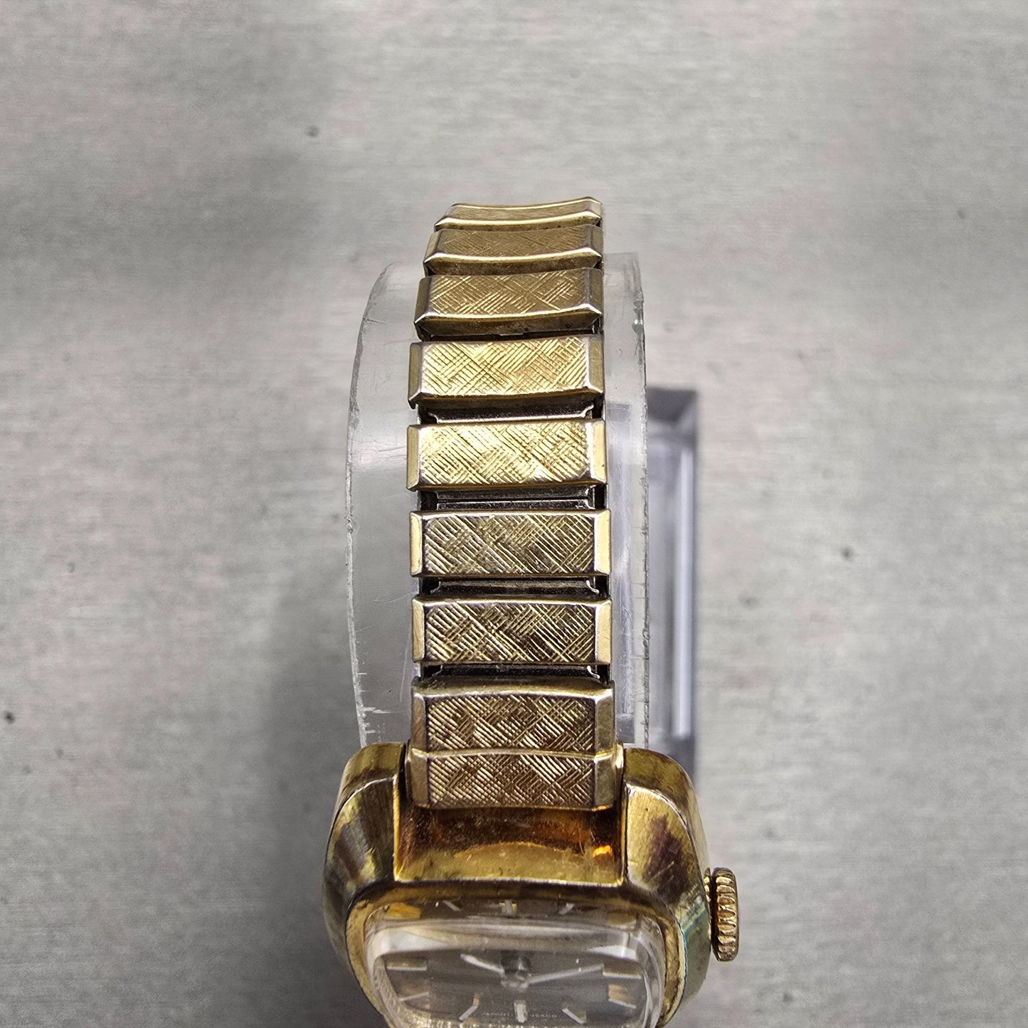 Seiko Watch Women 17mm Bronze Dial Gold Tone Rectangle 11-3499 Vintage Works4