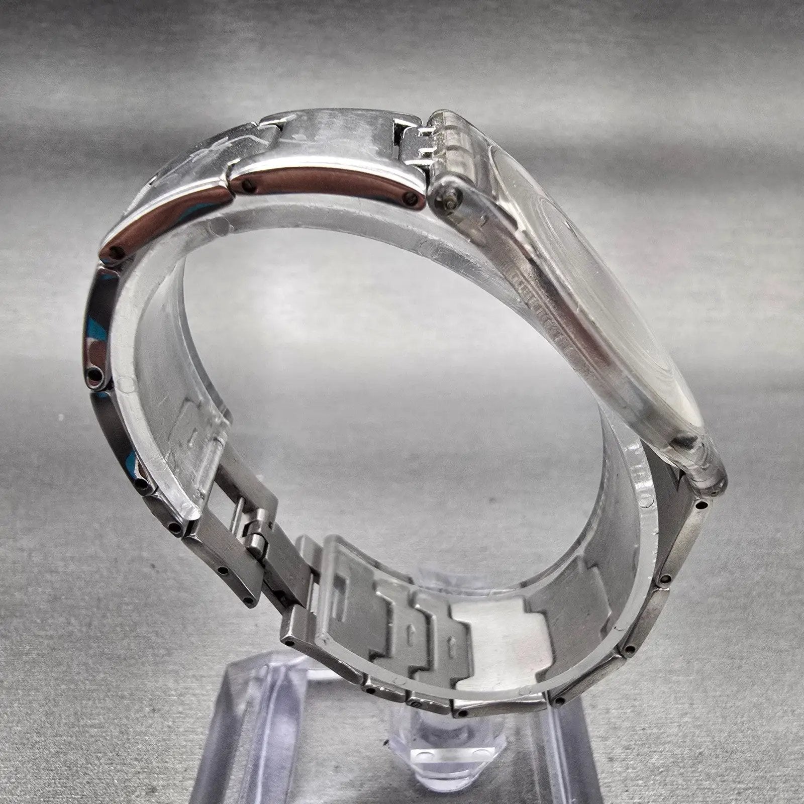 Swatch Skin CLIMBER FLOWERY Watch Women Silver Dial Clear Case SFK300G New Batt8