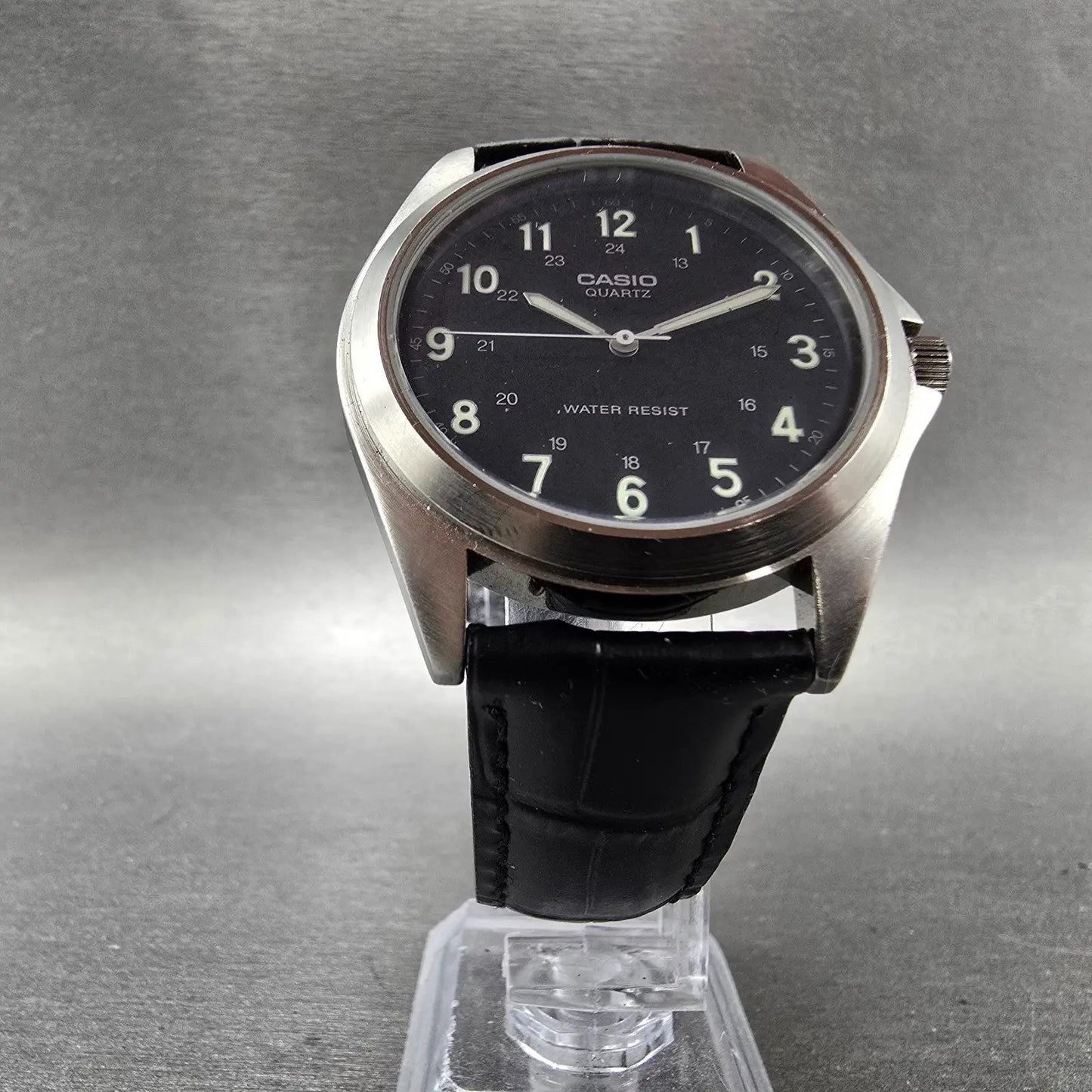 Casio Watch Men 38mm Black Dial Silver Tone Round MTP-1139 New Battery5