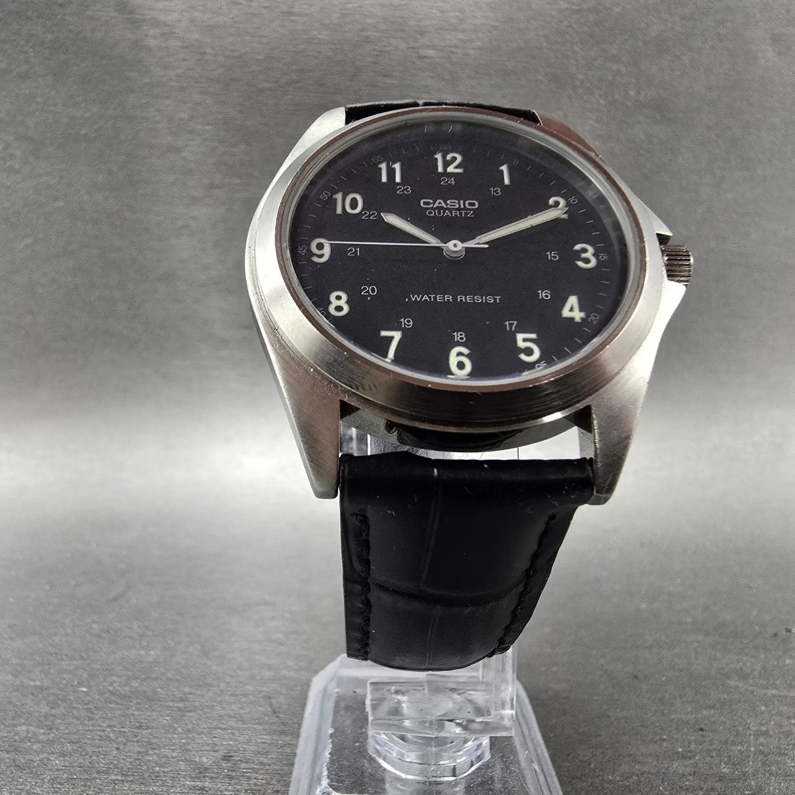 Casio Watch Men 38mm Black Dial Silver Tone Round MTP-1139 New Battery5