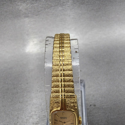 Seiko Tank Watch Women 13mm Gold Dial Gold Tone Rectangle 2E206259 New Battery4