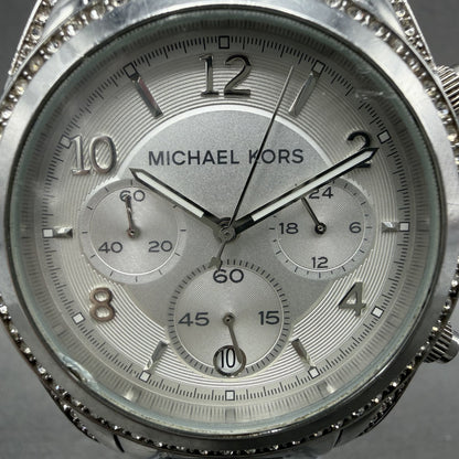 Michael Kors Blair Chronograph Watch Women 40mm White Dial Steel Date NewBat1