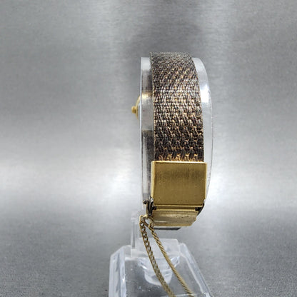 Elgin Watch Women 21mm Champagne Dial Gold Tone Round Diamond bezel New Battery7