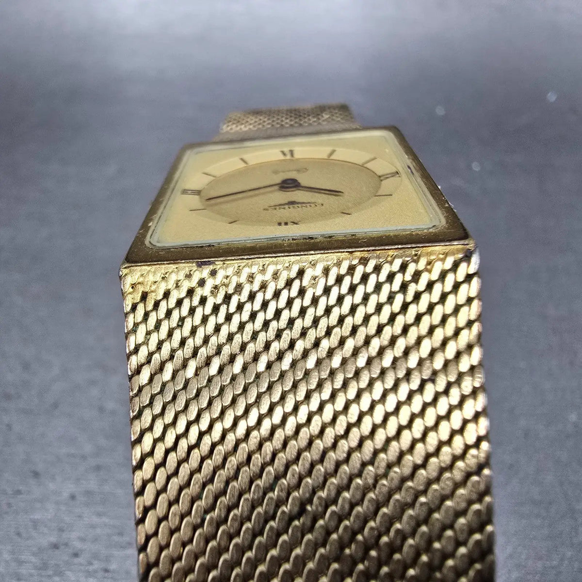 Longines Tank Watch Men 25mm Gold Dial Gold Tone Oval Rectangle L960.2 PARTS5